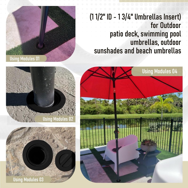 4 Pcs Pool Umbrella Stabilizer Adapter Threaded Adapter (1 1/2"