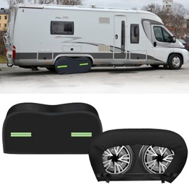 2Pcs Dual-Axle Tire Covers, Black Outdoor Waterproof RV Double Wheel Covers, Anti-UV Snow Sun Rain Dual Axle Tire Protector Covers for RVs, Truck, Trailers, Campers, Vans (27-29 Inch)