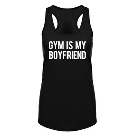 FANNOO Workout Tank Tops for Women-Gym is My Boyfriend Womens Funny Saying Fitness Exercise Racerback Sleeveless Shirts Black