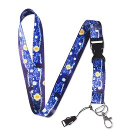Bird Fiy 5 x Lanyards for ID Card Holders Neck Heavy Duty Lanyard Neck Strap for Badge Holder Card Keys Phone (Blue starry sky)