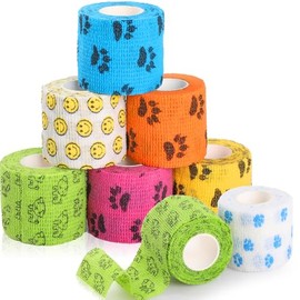 GeeRic 7 Pcs Vendas autoadhesivas, 4.5M x 5cm Vendas Veterinarias, Vendas Elásticas Venda Adhesiva Elástico Atlético para Estiramientos, Deportes, Muñ