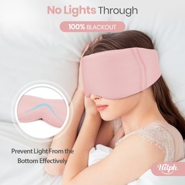 Hilph Sleep Mask, 100% Blockout Eye Mask for Sleeping, Fully Adjustable Handmade Cotton Sleeping Eye Mask with Pouch for Home Sleep Travel, Best Night Companion Eyeshade for Women Men - Pink