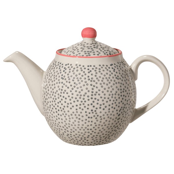 Bloomingville Cecile Retro Large Teapot with Integrated Strainer in Front of the Spout Vintage Diameter 14 cm Grey Ceramic Holds Approx. 1.2 L