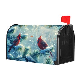 Nanikore Cardinal Red Bird Mailbox Cover Magnetic Standard Size 21 X 18 Winter Christmas Waterproof Post Box Cover Wraps Garden Yard Decor for Outdoor