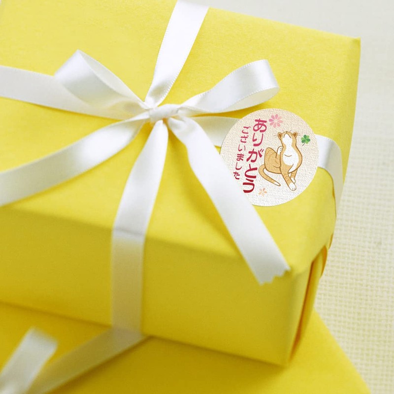 Cat Gift Stickers, Thank You, Diameter 1.3 inches (3.2 cm),