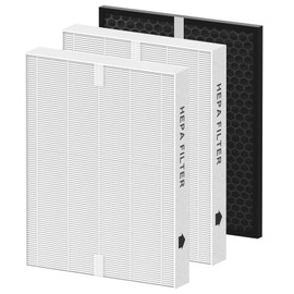 Allisfresh PRF-51 HEPA Filter Replacement Compatible with Brondell PR50-B Revive Air Cleaner Purifier, Compare to part #PRF-51, 2 x True HEPA Filters + 1 x Active Carbon Filter