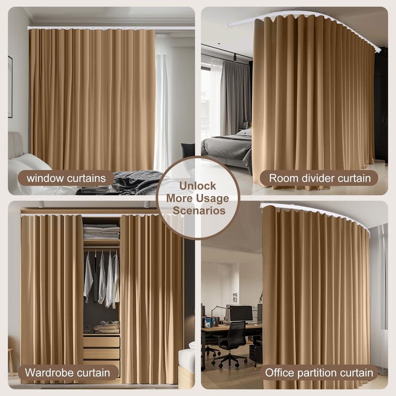 MaKefeile Room Divider Curtains & Flexible Bendable Tracks Set,Privacy Dividers