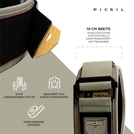 PICSIL Neoprene Lumbar Belt Ideal for Powerlifting, Squats, Deadlifts, Weightlifting, Athletes of All Performance Classes, 2 Colours, 4 Sizes (Fern, L)