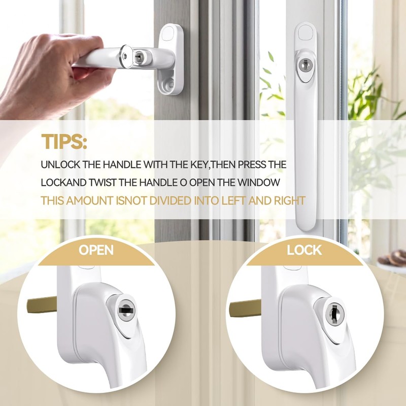 Bwintech 2 Pcs in-Line White UPVC Aluminium Window Handle, 43mm