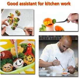 Kitchen Cooking Tweezers Culinary,6 Piece Set Stainless Steel Tweezer Precision Tongs Offset Tip for Cooking Food Design Styling