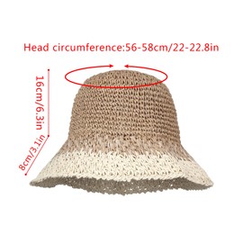 Minache Solid Color Crochet Straw Hat Foldable Wide Brim Outdoor Sun Visor Hat UPF 50+ Summer Bucket Hat for Women Girl, 07448 Khaki