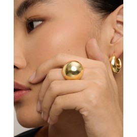 PAVOI 14K Yellow Gold Plated Chunky Domed Statement Ring for Women | Lightweight Trendy Sphere Rings | Statement Jewelry | Size 7
