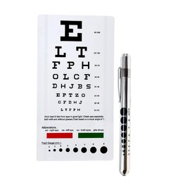 Diagnostic Penlight with Imprinted Pupil Gauge & Pocket Clip Multipurpose Aluminum Flashlight With Snellen Eye Chart Exam Reusable Medical Inspection Pen Light for Nurses, Students, EMT (Silver)