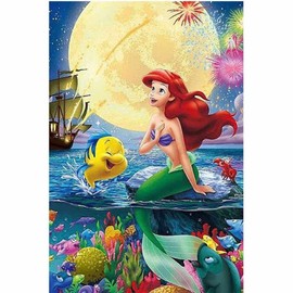 Cross Stitch Kit Diamond Painting Red Hair Mermaid Ariel Diamond Painting Diamond Art All Over Stick Bead Art 5D Mosaic Art Handmade DIY Craft Kit (Special Activity) 30x40 cm