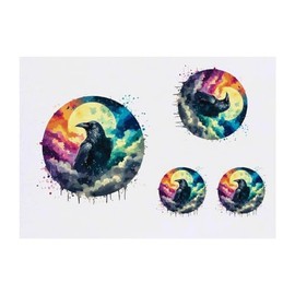 Azeeda 4 x 'Rabe im Mondlicht' Temporäre Tattoos - Wasserfest, Hautfreundlich & Ungiftig · Transfers in Verschiedenen Größen (TO00073840)