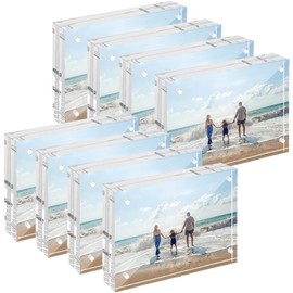 Adboros 8 Pack Mini Acrylic Picture Frame 2.5x3.5 inches, Clear Acrylic Magnetic Photo Frame for Polaroid photos, Frameless Wallet Size Picture Frames for Office Home Decor