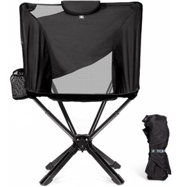 TCEK Portable High Back Camping Chair with Adjustable Height, Small Compact Outdoor Folding Chair for Adults Travel, Riselite Collapsible Lightweight Packable Camp Chairs, Easy Carry and Quick Setup