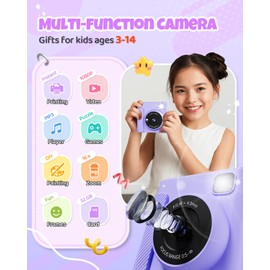 TIATUA Kids Camera Instant Print, 2.4'' Instant Camera for Kids with 32G Card & Print Photo Paper, 1080P Video Kids Digital Toy, Christmas Birthday Gifts for Boys Age 3-12 Years Old (Purple)
