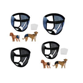 DDFS Large Dog Diapers Female Dog Diapers for Doggie Dog Pants Dog Diapers Female with 6 Replace Diaper (Black+Blue XL)