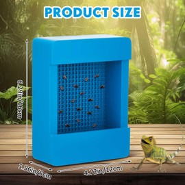 Teenyyou Chameleon Feeder Bearded Dragon Bug Bowl Wooden Bearded Dragon Feeder Insect Reptile Feeder Box with Grid Plate for Feeding Chameleon Gecko Lizard Frog Aquarium Accessories(Blue)