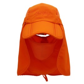 LLmoway Outdoor Sun Cap UPF50+ Adjustable Mesh Quick Dry Men Women Summer Neck Face Cover Hat Orange