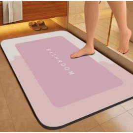 diatomaceous earth mat crystal velvet floor mat home bathroom absorbent and non-slip foot matsize: 50*80cm, color: Pink