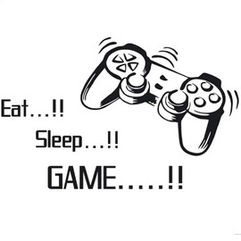 Game Room Decor, “EAT SLEEP GAME REPEAT” Boys Room Decorations for Bedroom, Kids Wall Decor and Wall Stickers for Playroom, 22.0 × 22.0 Inch