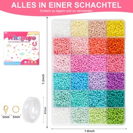 WHCPCYO 24 Colour Beads for Bracelets Beads Set 3 mm, 12000 Pieces DIY Beads for Threading Jewellery Making Set for Bracelets, Pendants, Earrings, Necklaces, Foot Ring