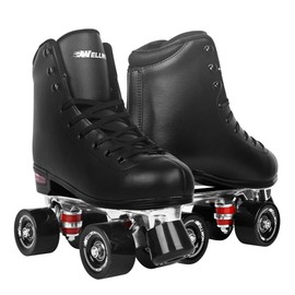 WELLWON Roller Skate for Women and Men, Classic Design High-Top PU Leather Quad Roller Skates for Outdoor and Indoor, Rollerskates for Beginner Size 8