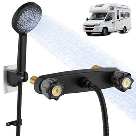 LUOGULIANG 8inch Mobile Home Shower Faucet with Hose and Head 2 Valve Black