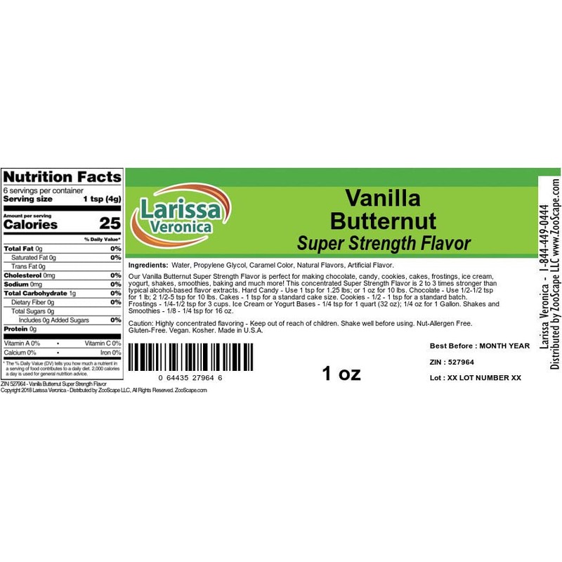 Vanilla Butternut Super Strength Flavor (1 oz, ZIN: 527964) -