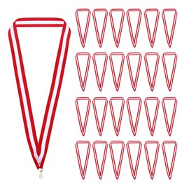 PATIKIL Award Neck Ribbons with Snap Clips, 66 Pack Polyester Medal Lanyards Blank Award Ribbon for Competitions Achievement Sports Party, Red/White
