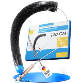 LOBENSWERK Radiator Brush 2.0 [120 cm - Black] Made of Animal-Free Nylon Bristles - Heating Brush, Radiator Cleaning Brush for All Flat Ribbed and Bathroom Radiators with Anti-Scratch Rubber Coating