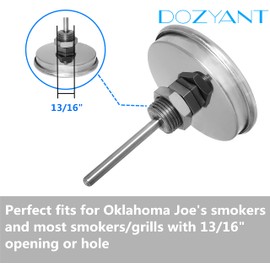 3 1/8 inch Charcoal Grill Temperature Gauge, Accurate BBQ Grill Smoker Thermometer Gauge Replacement for Oklahoma Joe's Smokers, and Smoker Wood Charcoal Pit, Large Face Grill Temp Thermometer