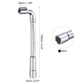 sourcing map L Shaped Angled Hex Socket Wrench 6mm High Carbon Steel Double Ended Metric 6 Point Tubular Socket Spanner for General Repairing, Pipeline, Bicycle Car Maintenance