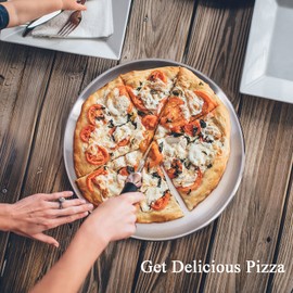 WEZVIX Stainless Steel Pizza Pan 8-Inch Set of 6, Pizza Baking Pan Pizza Tray Round Pizza Baking Sheet Oven Tray, Non-Stick & Dishwasher Safe