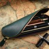Leather Pencil Case Unique Design S Shape Zipper Pencil Case
