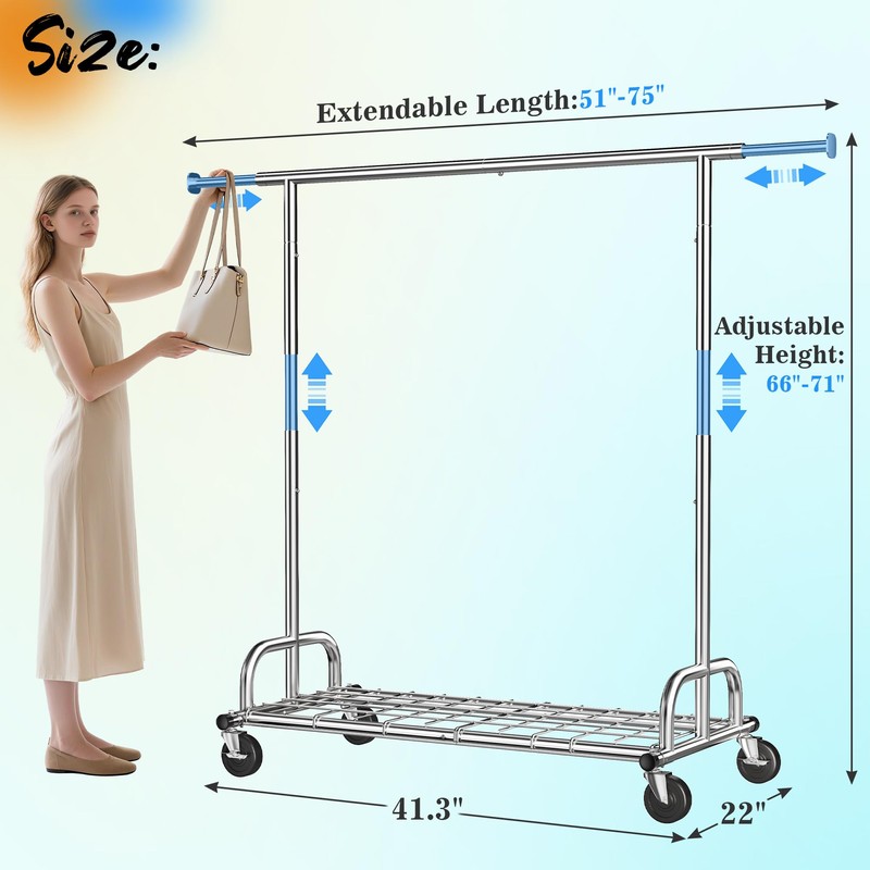 Raybee Heavy Duty Clothes Rack Load 480LBS,Clothing Racks for Hanging