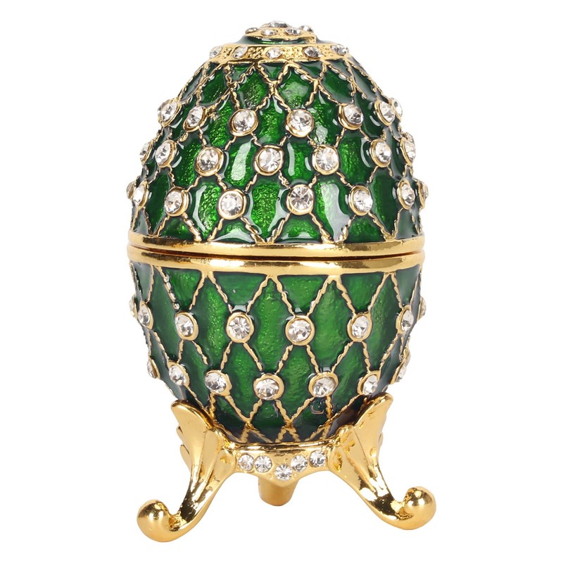 Egg Trinket Box Zinc Alloy Sparkling Rhinestone Exquisite Elegant Metal