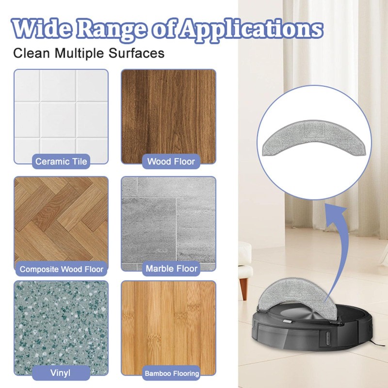 HMHAMA 6 Pack Replacement Mop Pads for iRobot Roomba Combo
