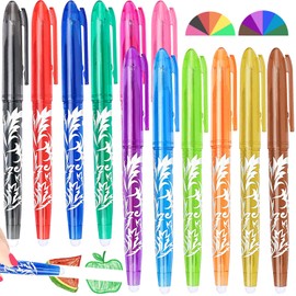 12 Erasable Pens Eraser Pen, Rub Out Pens for Kids Adults, Erasable Pen with Rubber, Erasable Gel Pens with Rubbers on the End,Ink Eraser Friction Pens Writing Pens for School Work Stationary Supplies