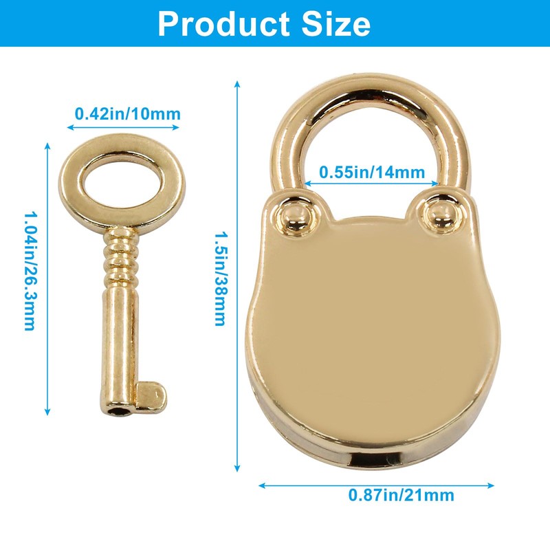 Waziaqoc Mini Bear Head Shaped Padlock, Retro Gold Vintage Style