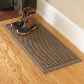 WaterHog Boot Tray Indoor Entrance - Slip-Resistant, Waterproof Dirt-Trapping Door Mat, Indoor/Outdoor, Slip-Resistant, for Front Door, Back Door, Porches, Garage, and Entryways, Camel, 15" x 36"