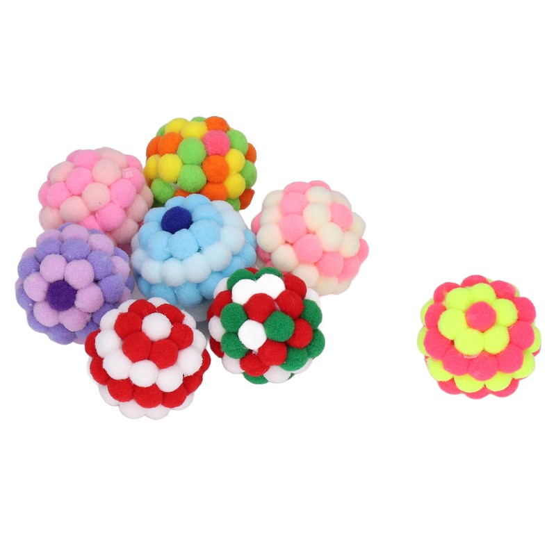 8pcs Cat Ball Toys Elastic Soft Colorful Interactive Chasing Chewing