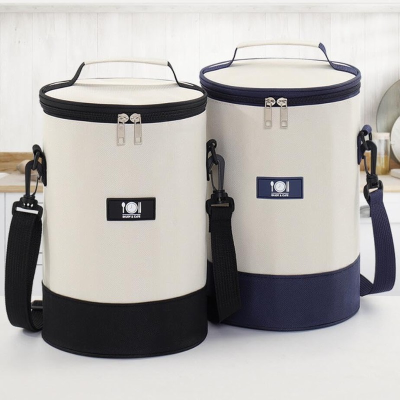 XINGNIAO Japanese Style Round Bento Bag Large Capacity Insulated Waterproof