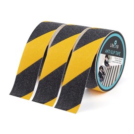 LifeGrip Anti Slip Traction Tape, (3-Pack) 2 Inch x 30 Foot (Total 90 Foot), Best Grip, Friction, Abrasive Adhesive for Stairs, Safety, Tread Step, Indoor, Outdoor, Caution (2" x 30' x 3pc)