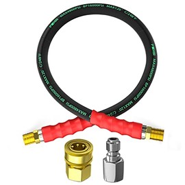 POHIR Pressure Washer Whip Hose 3/8”, 248℉ Hot Water Pressure Washer Hose 4800 psi, High Pressure Jumper Hose 3FT for Power Washing, 3/8" Short Hose Reel Connector with Removable 3/8 Quick Connect
