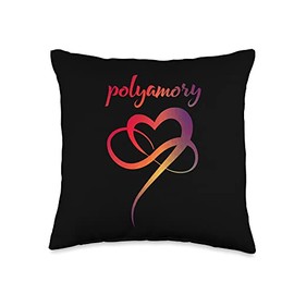 Polyamory Pride Gifts for Polyamory Day Polyamory Symbol Colorful Infinity Heart Throw Pillow, 16x16, Multicolor