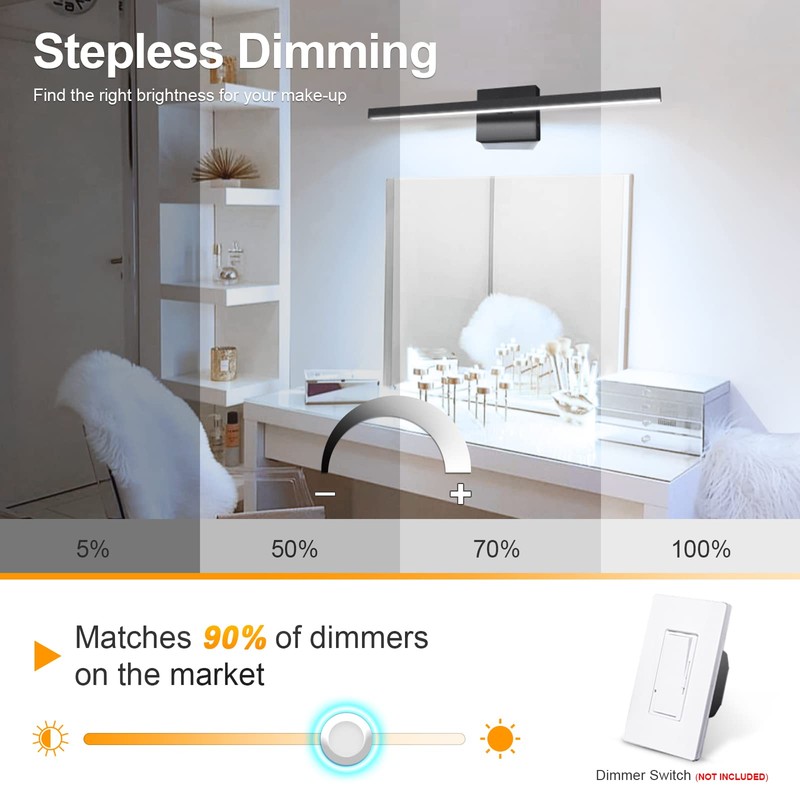 VOLISUN Modern Bathroom Vanity Light 23.6 inch, 14W Dimmable 5CCT