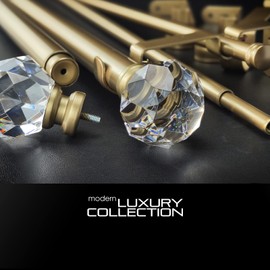 ILAISIHOME Double Curtain Rod Set:1-1/8 Inch Diameter Luxury Silver Curtain Rods, 72-144 Inches Adjustable Silver Drapery Rod with Crystal-clear Faceted Finials for 1 Pack